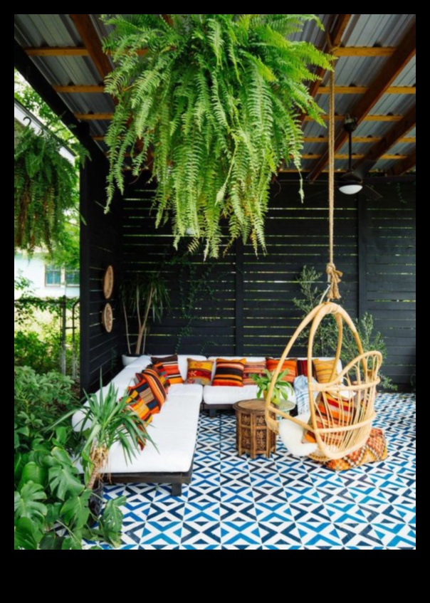 Ne poți sugera Idei de decor boho chic pentru grădină în aer liber cu jardiniere suspendate?